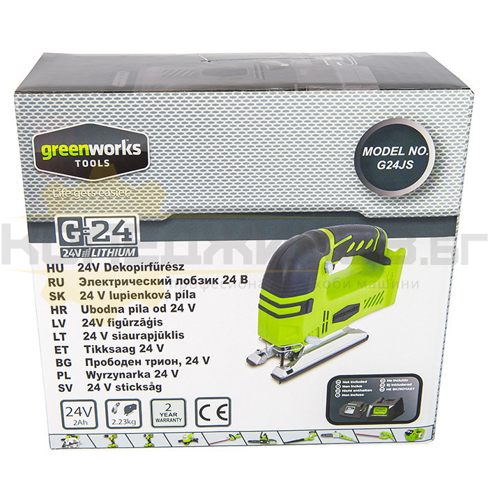 Акумулаторен прободен трион с батерия и зарядно GreenWorks G24JS - 