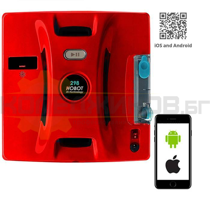 Робот за миене на прозорци HOBOT 298 Red, 72W, 1 кв.м/2.4 мин., 3 режима - 