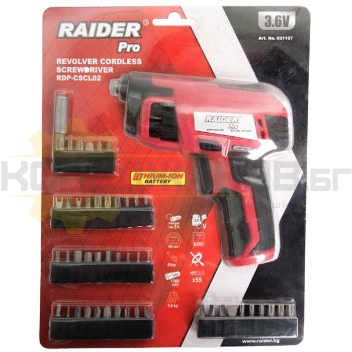 Акумулаторна револверна отвертка RAIDER RDP-CSCL02 - 