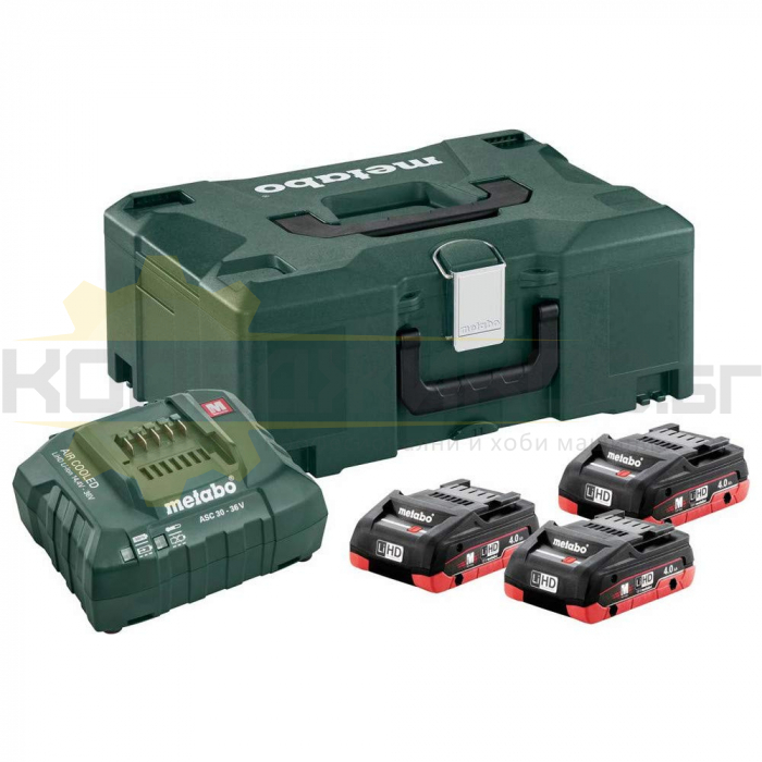 Комплект акумулаторни батерии и зарядно 18V ASC 30-36 + 3x4.0 Ah LiHD + Metaloc II - 