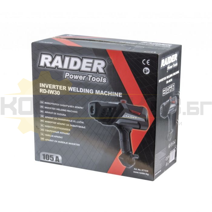 Инверторен електрожен RAIDER RD-IW30, 20-105A, 1.6-2.5 мм., IP21S - 