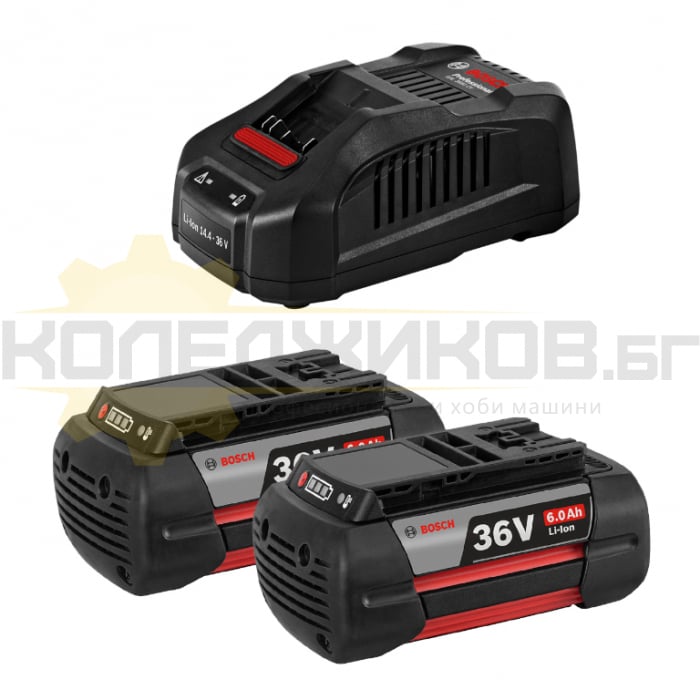 Акумулаторни батерии и зарядно устройство BOSCH GAL 3680 CV, 36V, 2x6 Ah - 