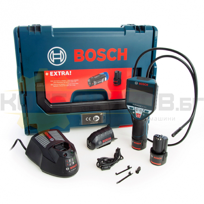 Инспекционна камера за тръби и канали BOSCH GIC 120 C SET, 10.8V, 1.5Ah, ф 8.5 мм., 1.2 м - 