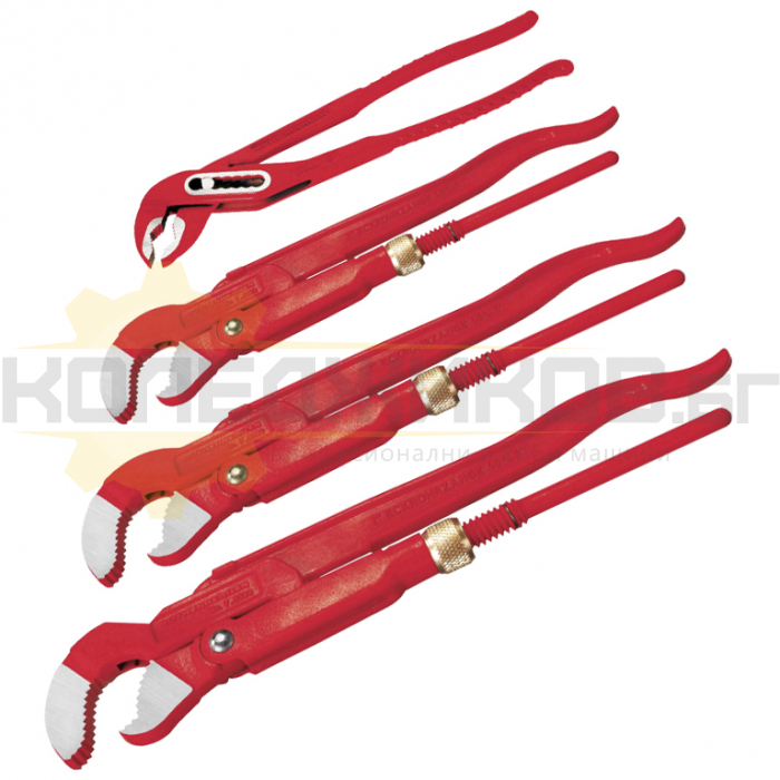 Тръбни ключове - комплект от 4 броя ROTHENBERGER Pipe Wrenches, 1", 1 1/2", 2", SP10, 45 ° - 
