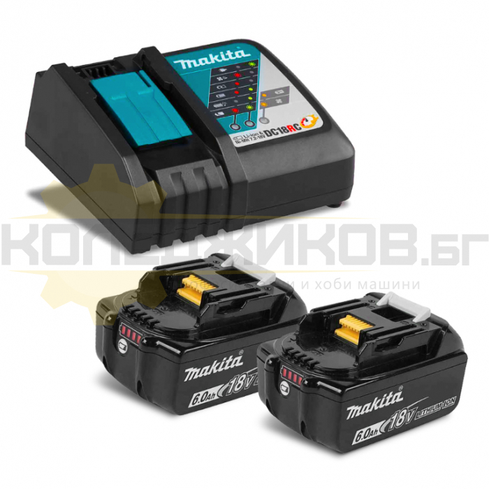 Акумулаторни батерии и зарядно устройство MAKITA 199480-6, 18V, 2x6 Ah - 