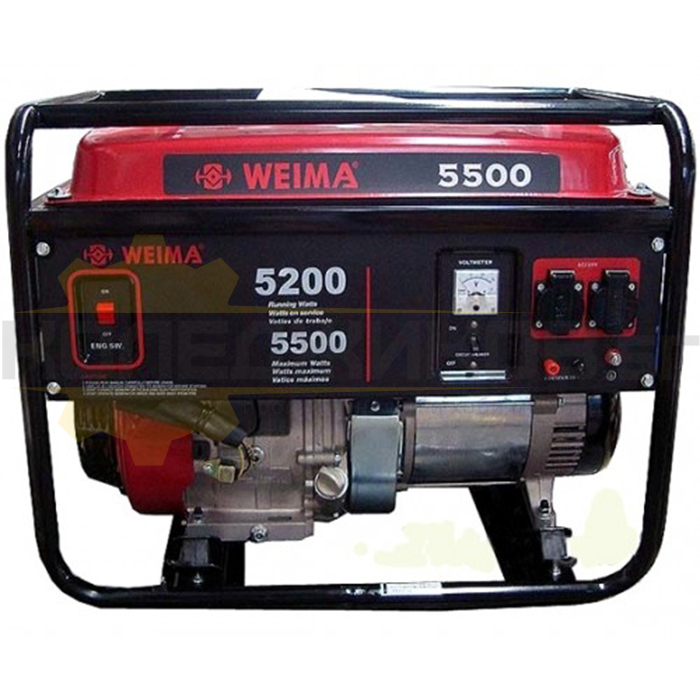 Бензинов монофазен генератор за ток WEIMA WM 5500, 5.5kW, 389 куб.см., 13.0 к.с., 25 л - 