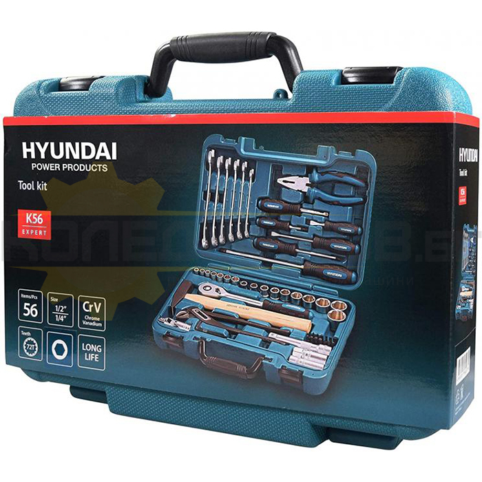 Комплект инструменти гедоре 56 части HYUNDAI HY-56, 1/2" и 1/4" - 
