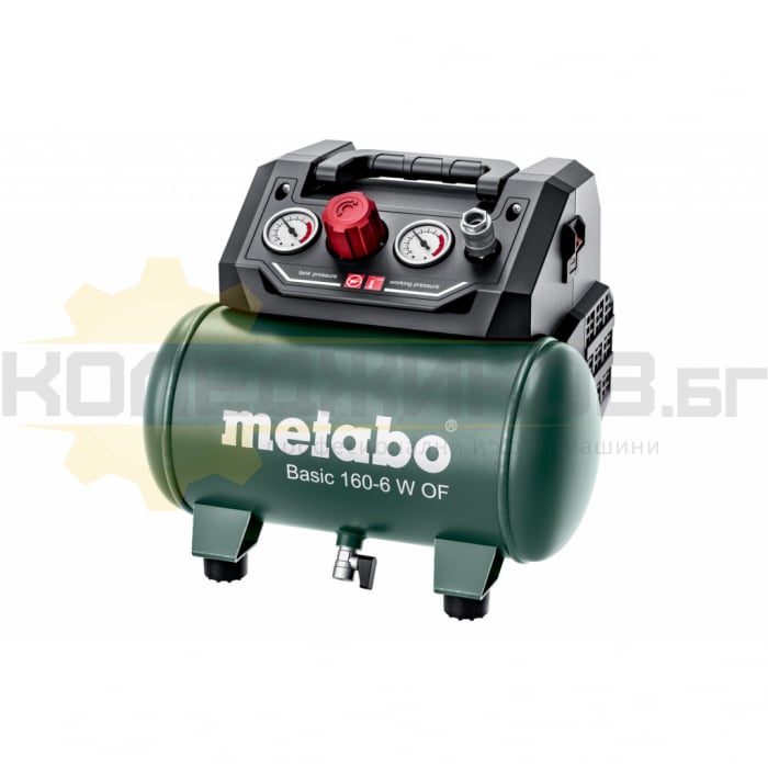 Компресор за въздух - безмаслен METABO BASIC 160-6 W OF, 900W, 160 л/мин., 6 л - 