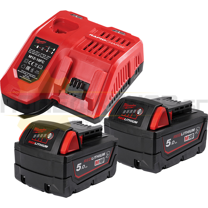 Акумулаторни батерии и зарядно устройство MILWAUKEE M18 NRGCR-502, 18V, 2x5 Ah - 