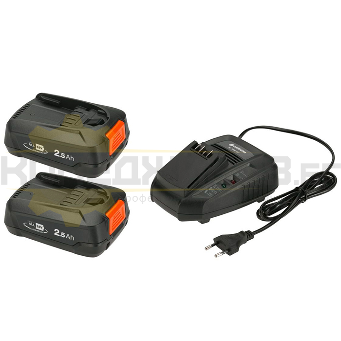 Акумулаторни батерии и зарядно устройство GARDENA Starter-Set P4A 2xPBA 18V/45+AL 1830 CV, 18V, 2x2.5 Ah - 
