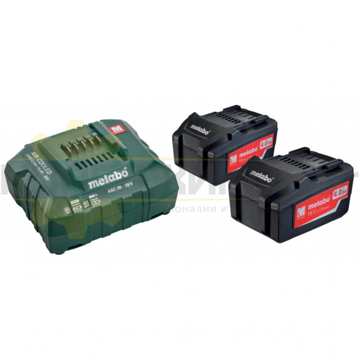 Акумулаторни батерии и зарядно устройство METABO 18V ASC 30-36 + 2x4.0Ah LiPower - 