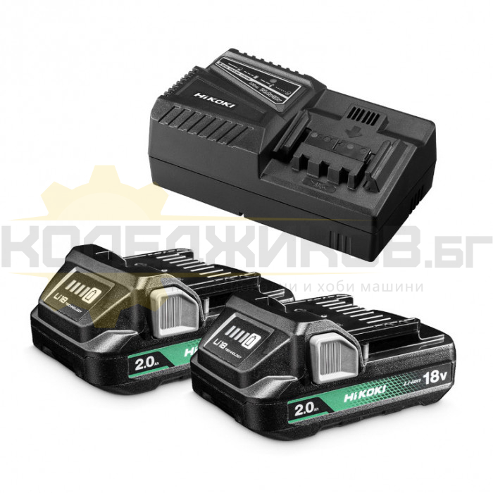Акумулаторни батерии и зарядно устройство HITACHI - HiKOKI BSL1820M, 18V, 2x2 Ah - 